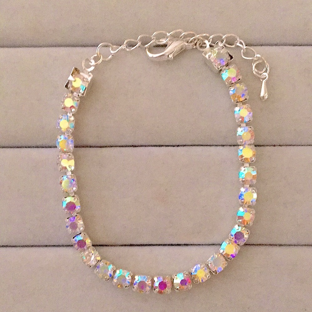Aurora Borealis + Silver Crystal Tennis Bracelet - Picture 6 of 10